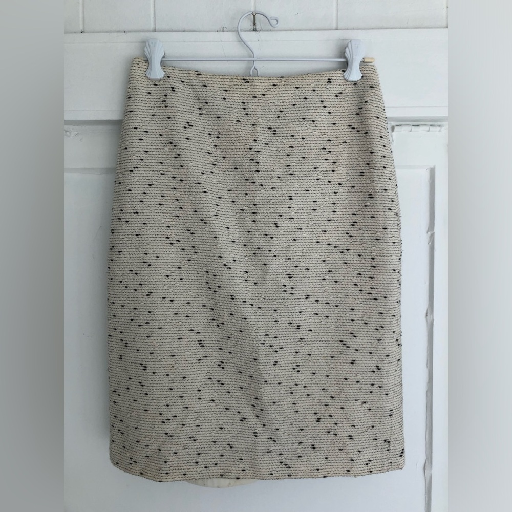 Ivory and black Midi Pencil Skirt for Work